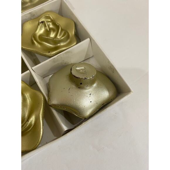 Set of 4 Gold Rose Floating Candles, Metallic Decor, Elegant Centerpiece Accents - Picture 9 of 11